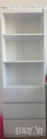 бяла етажерка с шкафове 180х33х60 см