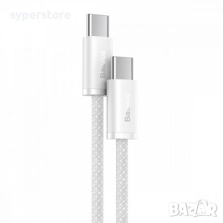 Кабел USB Type C - Type C M/M 2m 100W Baseus CALD000302 Бяла оплетка Cable USB Type-C to Type-C, снимка 2 - USB кабели - 38557593