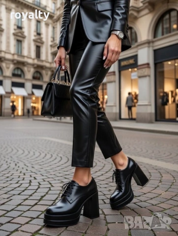 Обувки на ток - черна лъскава кожа, снимка 4 - Дамски обувки на ток - 54029509