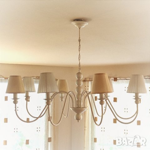 Шаби шик полилей 3ка свещ-бял мат-винтидж лампа,класическо осветление, снимка 18 - Полилеи - 22328478