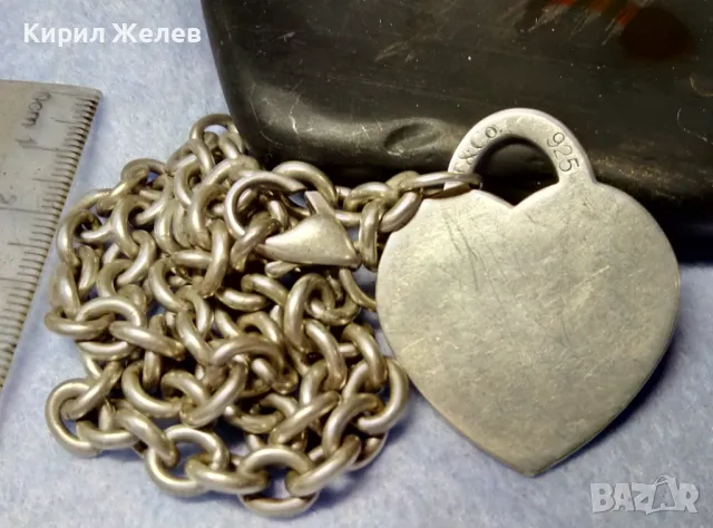 TIFFANY & Co. ШАРМАНТНО БУТИКОВО СРЕБЪРНО КОЛИЕ ЧОКЪР ЛАНЕЦ СРЕБРО 925 ТИФАНИ с БЯЛА ПОЗЛАТА 50058, снимка 14 - Колиета, медальони, синджири - 49346873