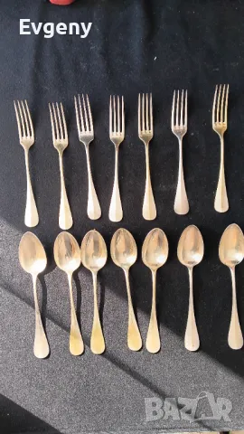 Антични посребърни лъжици и вилици , снимка 1