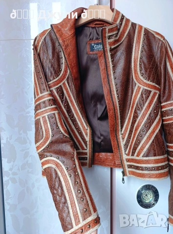 Уникално кожено яке от телешка кожа Enigma, снимка 3 - Якета - 54038603