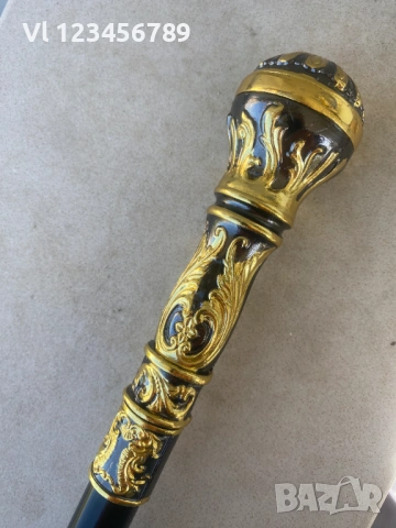 Бастун с вграден кинжал с ръкохватка тип Сецесион-двуцветен