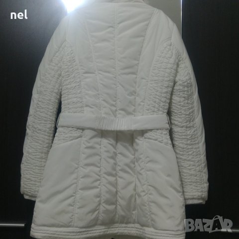 Бяло дълго яке + подарък шал, снимка 3 - Якета - 31132943