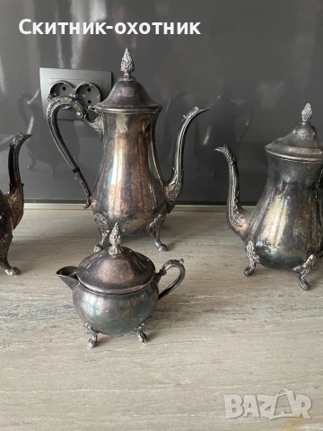 Стар посребрен чаен сервиз, снимка 3 - Антикварни и старинни предмети - 53221470