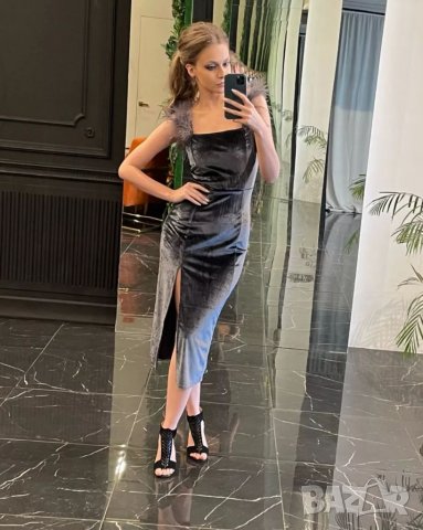 ЛИКВИДАЦИЯ! Елегантна черна рокля с пера официална Avin Alessa Cliche , снимка 18 - Рокли - 27409796