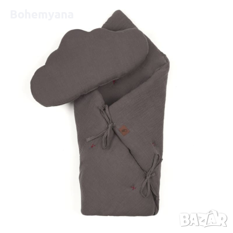 Hi Little One порт бебе 2 в 1 – био муселин – сиво, снимка 1