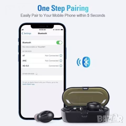 Безжични Bluetooth слушалкиXG-13 TWS с LED цифров дисплей, снимка 4 - Bluetooth слушалки - 44810451