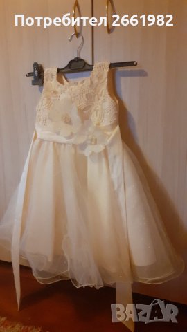 Официална детска рокля - кремав цвят, разкошна!, снимка 1 - Детски рокли и поли - 36688707