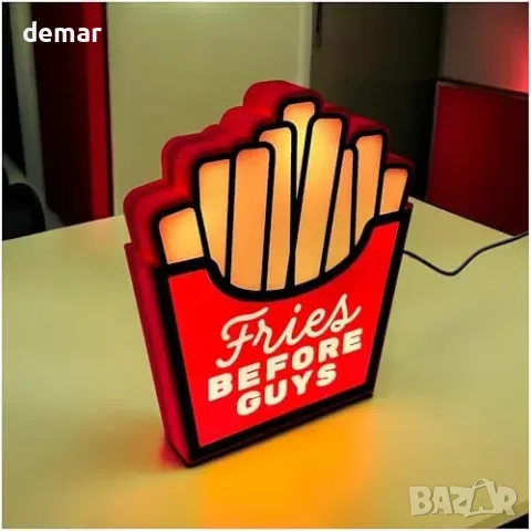 LED светеща табела пържени картофки Fries Before Guys за декорация