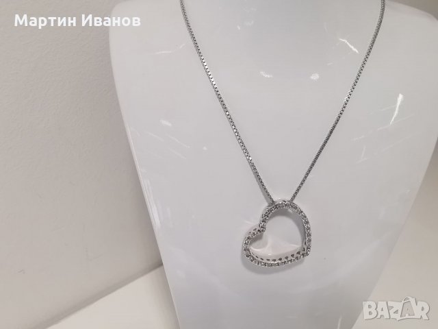 Златно колие със сърце -бяло злато , снимка 7 - Колиета, медальони, синджири - 13092630