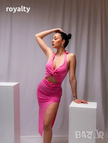 Розова стилна дамска рокля 