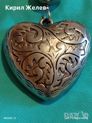 СРЕБРИСТ МЕДАЛЬОН СЪРЦЕ ❤️ с ФЛОРАЛНИ ОРНАМЕНТИ 52023, снимка 2 - Колиета, медальони, синджири - 52481148