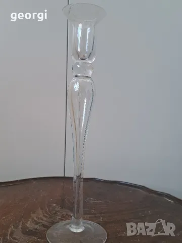 стъклен свещник   5/1, снимка 3 - Антикварни и старинни предмети - 49077127