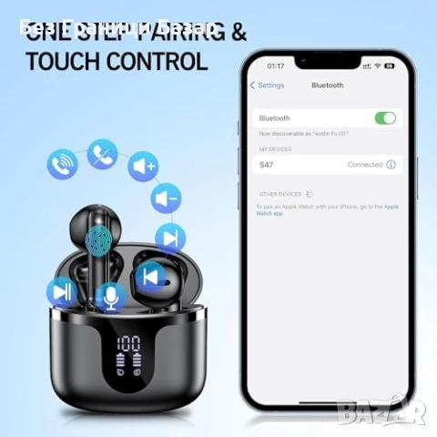 Нови Безжични Bluetooth 5.3 слушалки In-Ear с HiFi стерео звук и мощен бас Кутия за зареждане, снимка 5 - Bluetooth слушалки - 52582849