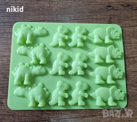 14 бр малки динозаври динозавър силиконов молд форма за желирани шоколадови бонбони фондан гипс