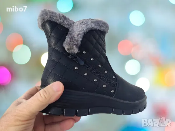  Дамски олекотени ботуши апрески с диагонален цип и топъл хастар., снимка 4 - Дамски апрески - 47645145