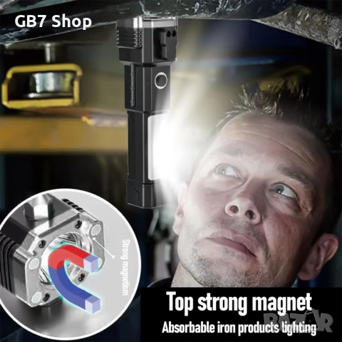 🔦 4 в 1 Многофункционален LED Фенер с USB Зареждане, Power Bank, Автомобилен Сейфти Чук и Нож , снимка 10 - Аксесоари и консумативи - 52741016