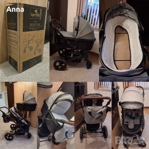 LORELLI Premium Комбинирана количка 2в1 BOSTON DOLPHIN GREY, снимка 3 - Детски колички - 54074696