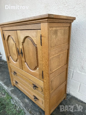 Масивен дъбов шкаф / малък бюфет – 2 врати + 2 чекмеджета, снимка 3 - Бюфети - 53958717