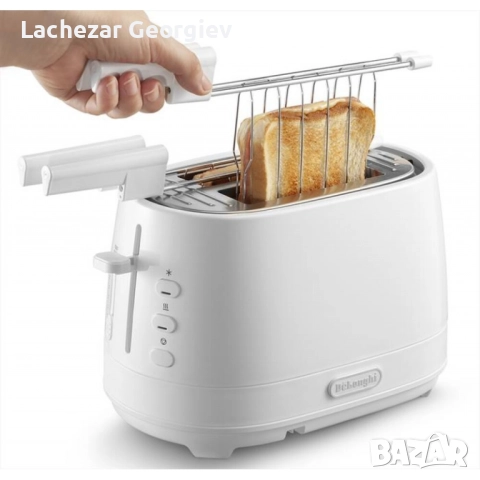 DE LONGHI CTLAP2203.W Тостер с 2 пина, 550 W, бял, снимка 3 - Тостери - 52275443