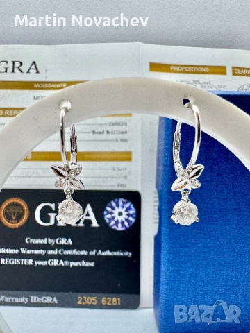 Сребърни обеци с мойсанит (Диамант) 0.5 карата, снимка 3 - Обеци - 54243312