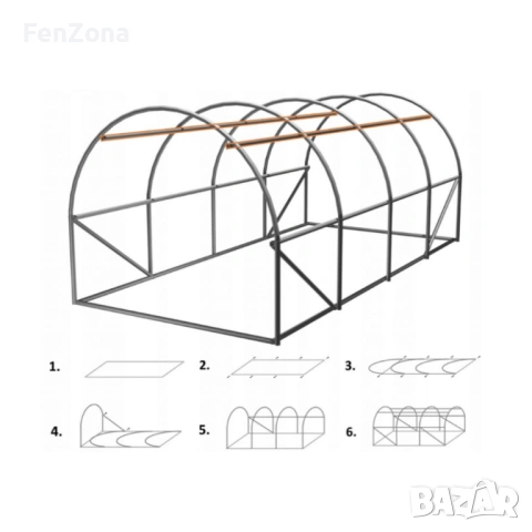 Градинска четирисегментна бяла оранжерия - модерен и ярък дизайн - 6 х 3 х 2м, снимка 2 - Оранжерии - 54143400