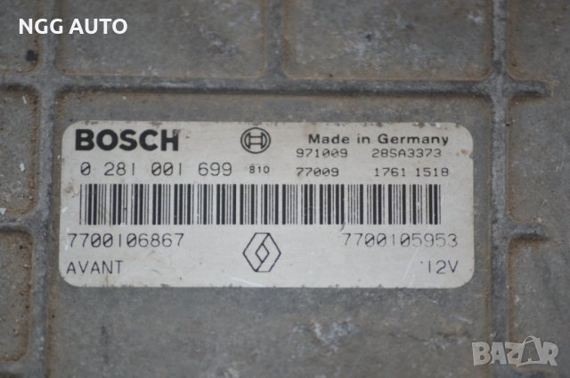 Компютър двигател за Renault Megane Scenic 1.9 dTi (JA0N), 98 к.с., № Bosch 0 281 001 699, снимка 3 - Части - 39760417