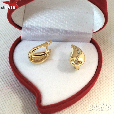 Обеци с 14К златно покритие 2141850, снимка 3 - Обеци - 53052554