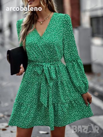 Дамска рокля с V-образно деколте, 4цвята, снимка 5 - Рокли - 39660493