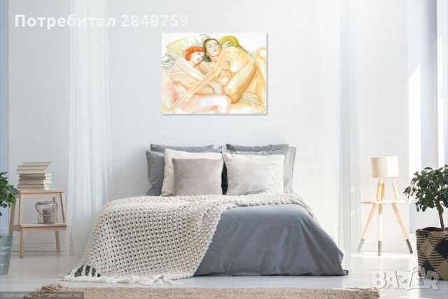 Еротична картина, акварел 65/50 см, снимка 3 - Картини - 30852245