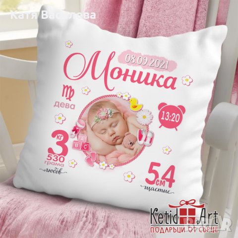 Бебешка - детска възглавничка визитка, снимка 3 - Спално бельо и завивки - 35419725