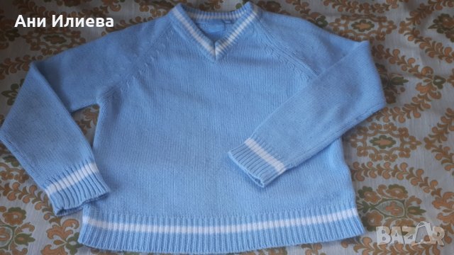 Млечно син кроп пуловер, снимка 1 - Блузи с дълъг ръкав и пуловери - 31975478