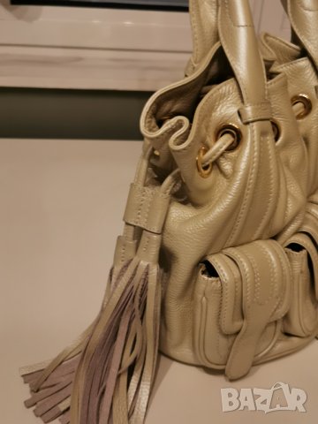 Бяла чанта Естествена кожа размер височина 30/ 25 см дължина см кръгло дъно-, снимка 7 - Чанти - 32037779