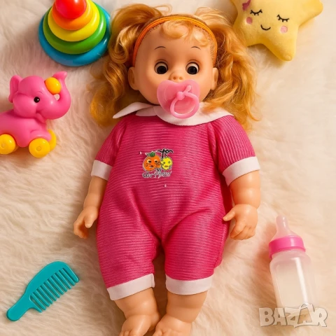 Кукла бебе с биберон – 25 см звук и забавление