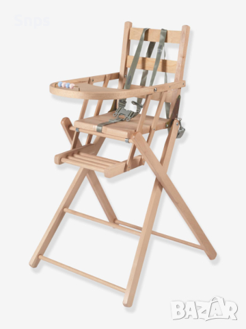 Сгъваем детски стол за хранене SARAH COMBELLE, масив бук - естествен