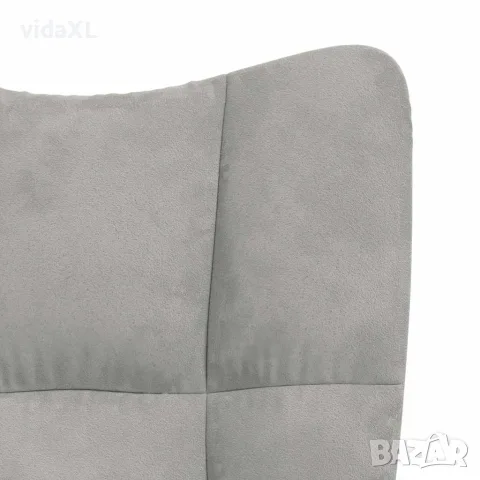 vidaXL Релаксиращ стол с табуретка, светлосив, кадифе, снимка 9 - Столове - 56146806