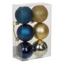 6 броя Комплект Коледни топки, Златни и Сини, 6см, снимка 1 - Други стоки за дома - 42673058
