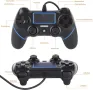 PS4 контролер, кабелен джойстик, геймпад със сензорен панел с двойна вибрация,зелена и синя линия, снимка 3