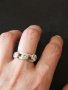 Масивен сребърен пръстен с 3 циркона, снимка 7