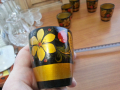 Руски дървени чашки чаши хохлома рисувани, снимка 3