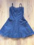 Елегантна тъмно синя рокля от тънък деним/до 128 см, снимка 1 - Детски рокли и поли - 38392465