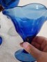 Чаши за мелба и ваза -синьо стъкло, снимка 3