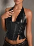Нов дамски кожен топ/бюстие/корсет р-р XS и S, снимка 1