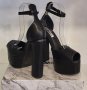 Модни дамски обувки на висок ток и платформа в черен цвят, снимка 4