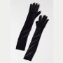 Дълги официални черни плюшени ръкавици 8630, снимка 1 - Ръкавици - 44292479
