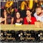 Happy Birthday черно златна черна златиста найлонова покривка за парти рожден ден, снимка 3