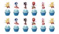 12 бр Sonic къси топери украса декорация за мъфини кексчета торта парти, снимка 1 - Други - 37181974