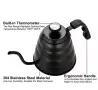 Кана за кафе Pour Over 1.2 л с вграден термометър – черна, снимка 2